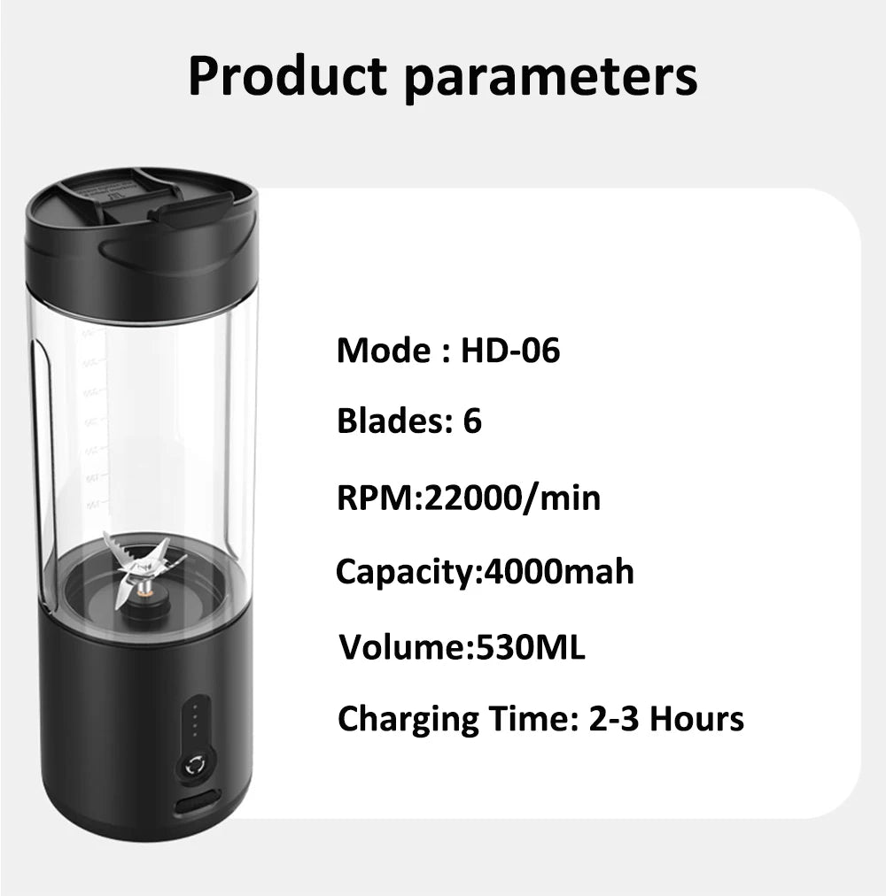 Portable USB Blender – 6-Blade Juicer