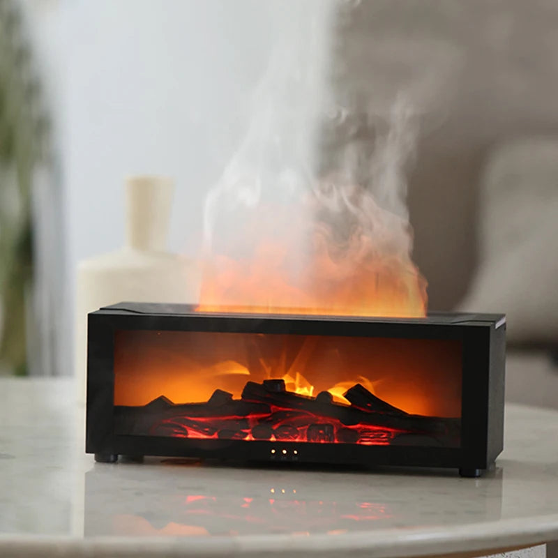 Flame Diffuser Humidifier with LED & Remote – Fireplace Design