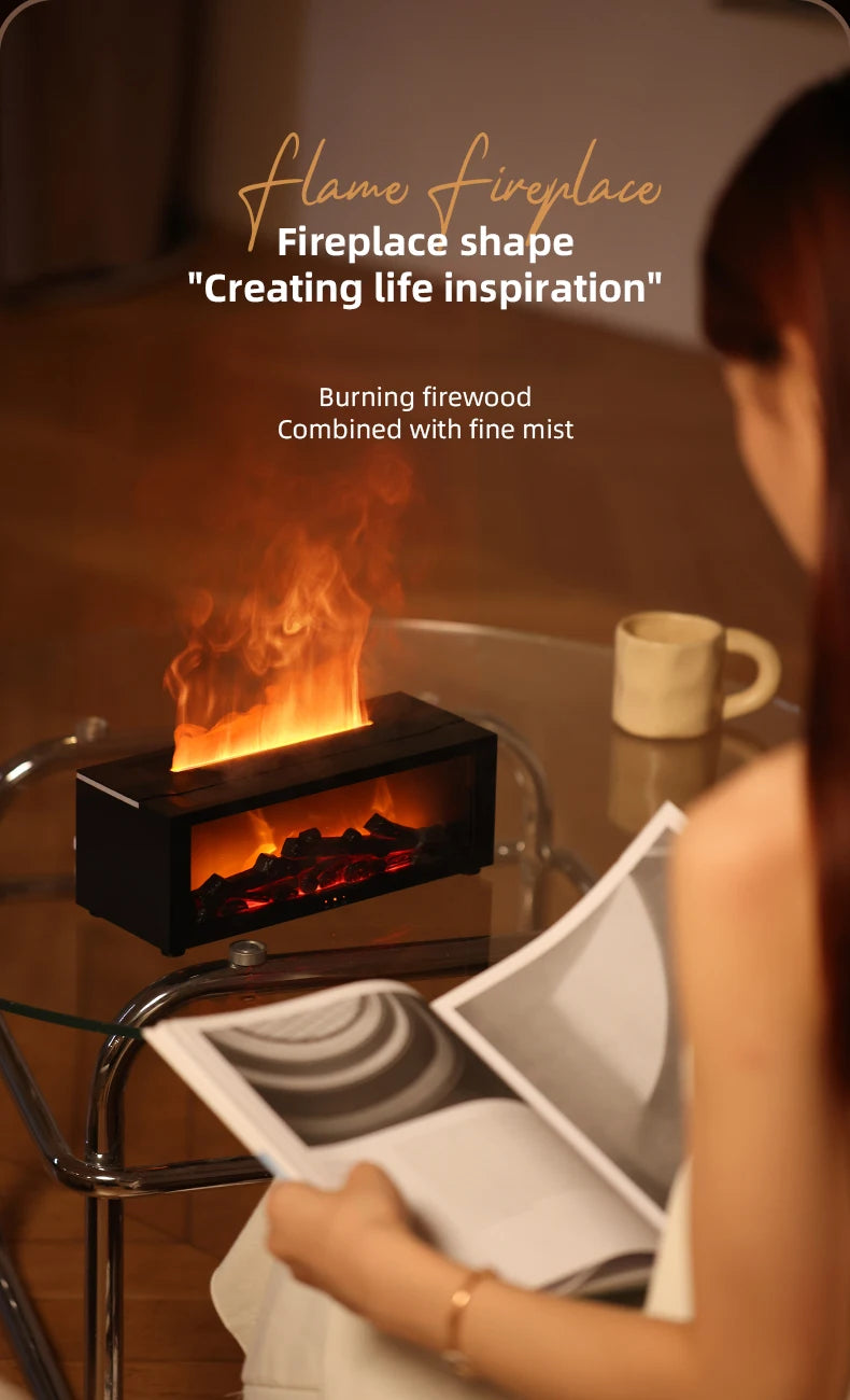 Flame Diffuser Humidifier with LED & Remote – Fireplace Design