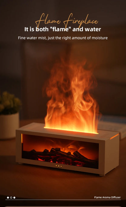 Flame Diffuser Humidifier with LED & Remote – Fireplace Design