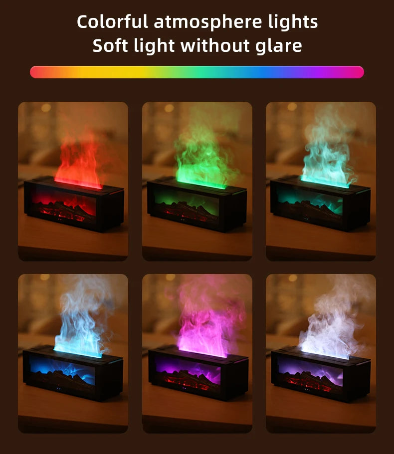 Flame Diffuser Humidifier with LED & Remote – Fireplace Design
