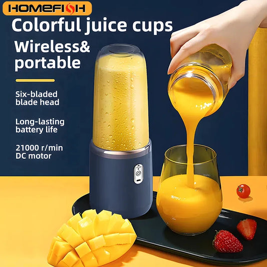 HOMEFISH 400ml USB Blender – 6-Blade Juicer