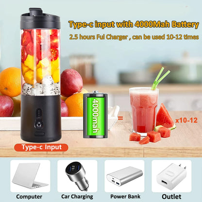 Portable USB Blender – 6-Blade Juicer