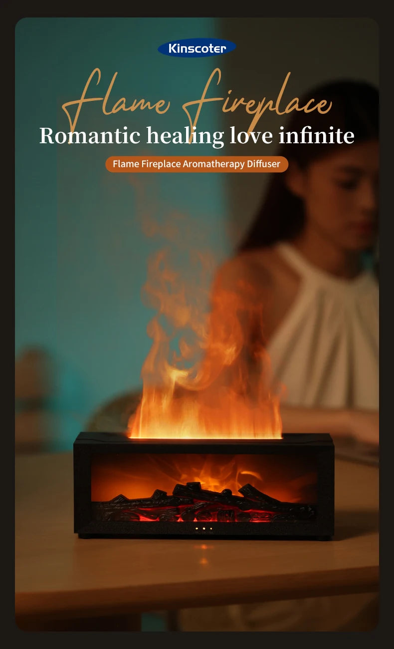 Flame Diffuser Humidifier with LED & Remote – Fireplace Design