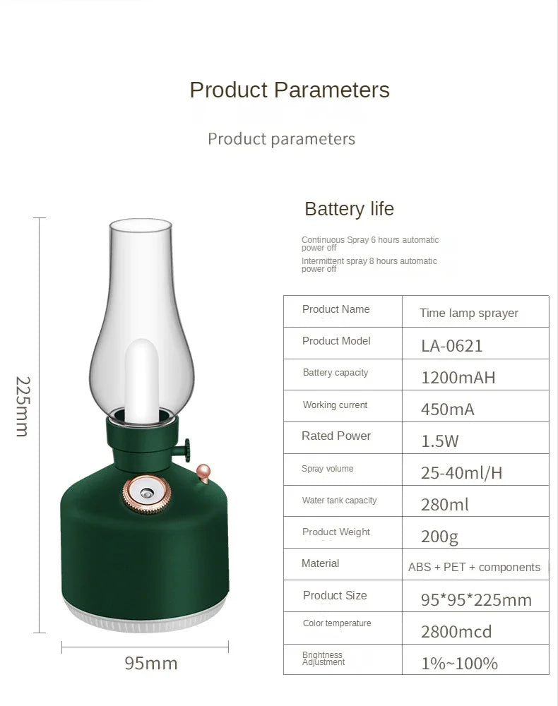 Retro Lamp Aroma Diffuser – USB Rechargeable