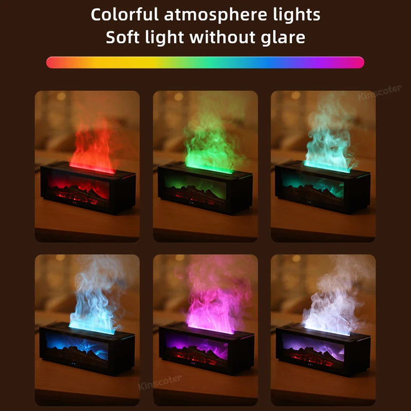 Flame Diffuser Humidifier with LED & Remote – Fireplace Design