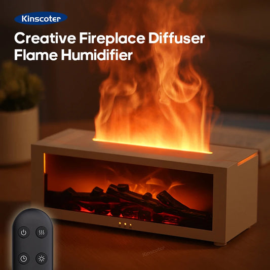 Flame Diffuser Humidifier with LED & Remote – Fireplace Design