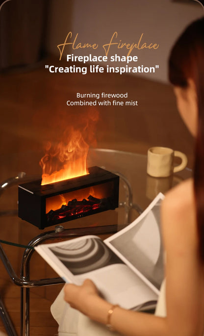 Flame Diffuser Humidifier with LED & Remote – Fireplace Design