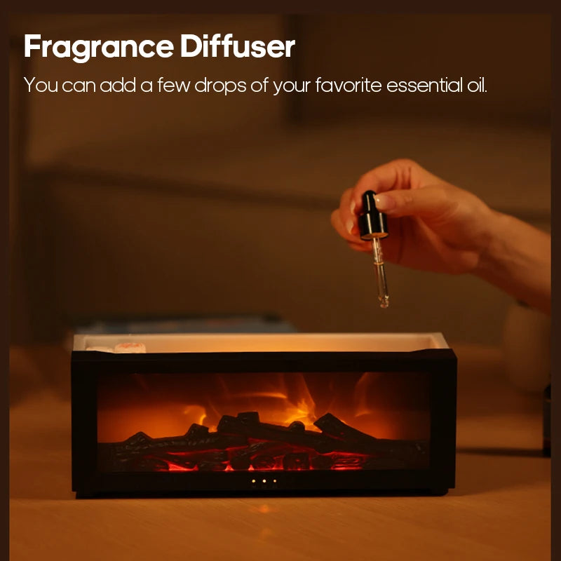 Flame Diffuser Humidifier with LED & Remote – Fireplace Design