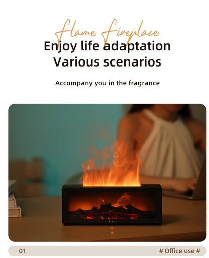 Flame Diffuser Humidifier with LED & Remote – Fireplace Design
