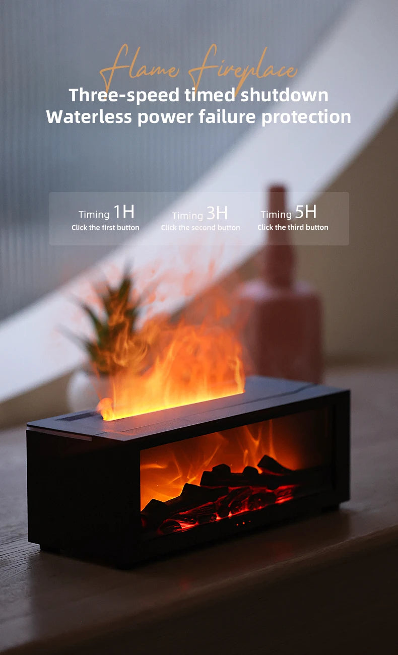 Flame Diffuser Humidifier with LED & Remote – Fireplace Design