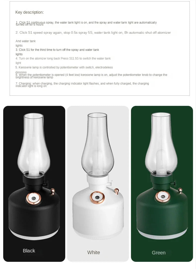 Retro Lamp Aroma Diffuser – USB Rechargeable
