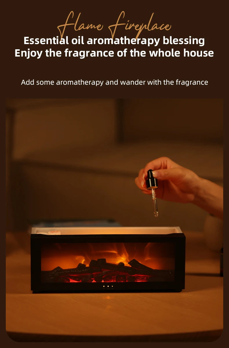 Flame Diffuser Humidifier with LED & Remote – Fireplace Design