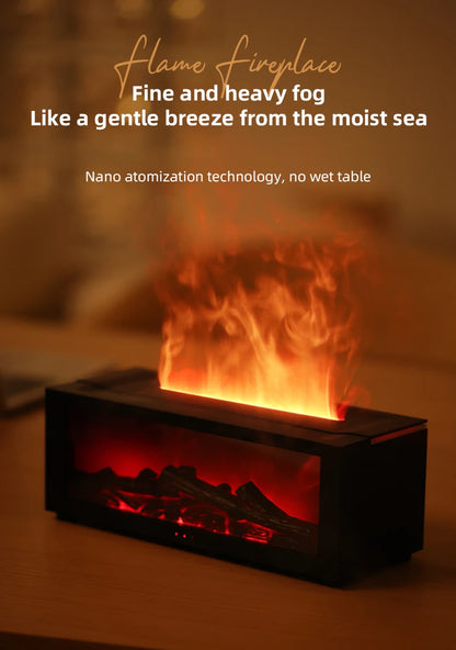 Flame Diffuser Humidifier with LED & Remote – Fireplace Design