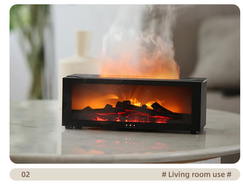 Flame Diffuser Humidifier with LED & Remote – Fireplace Design